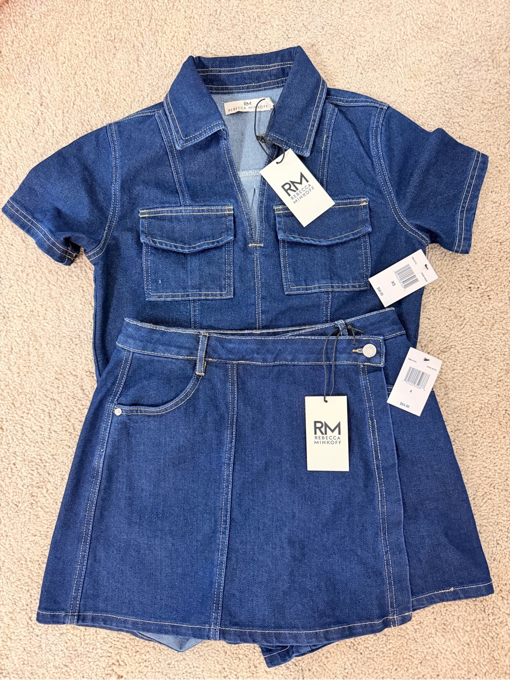 Rebecca Minkoff Womens Blue Denim Skort Set - Picture 1 of 4